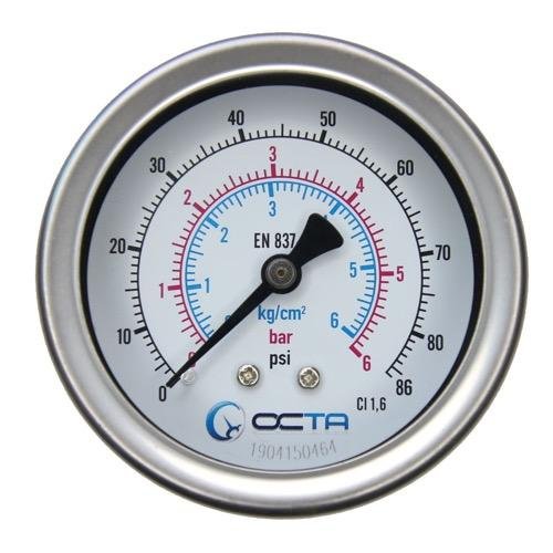 เกจวัดแรงดันแบบเข็ม (Bourdon Tube Pressure Gauge) ทองเหลือง เกลียวหลัง